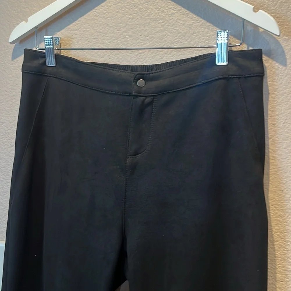 Soft Surroundings Urban Noir Leggings Womens M Faux Suede Pants Black Textured